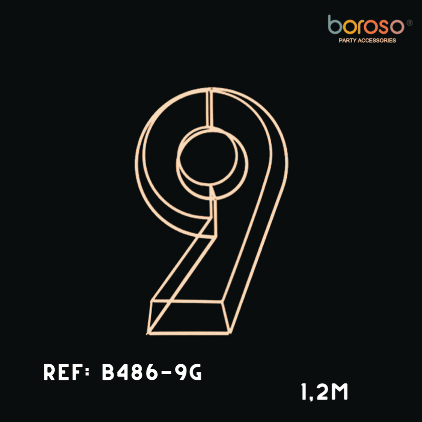 Cadre Chiffre Neuf (9) Métal Gold - Borosino