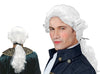 perruque rococo avec queue de cheval blanc adulte