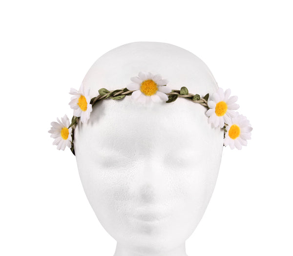 couronne de fleurs élastique blanc