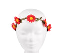 couronne de fleurs élastique rouge