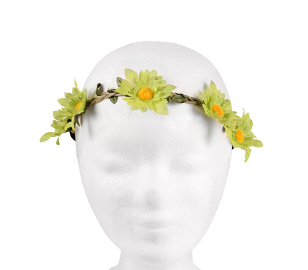 couronne de fleurs élastique vert