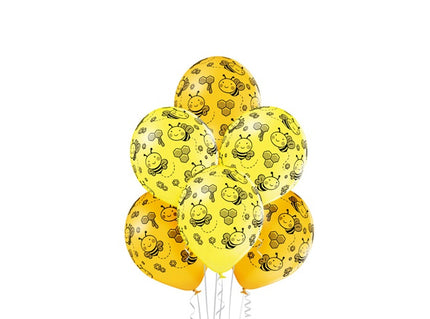 lot de 6 ballons de fête motif abeille et ruche mix 30cm