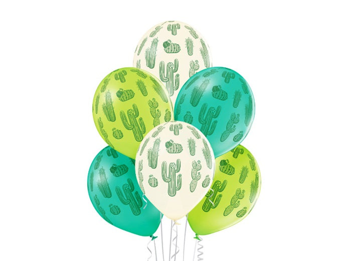 lot de 6 ballons de fête motifs cactus mix 30cm