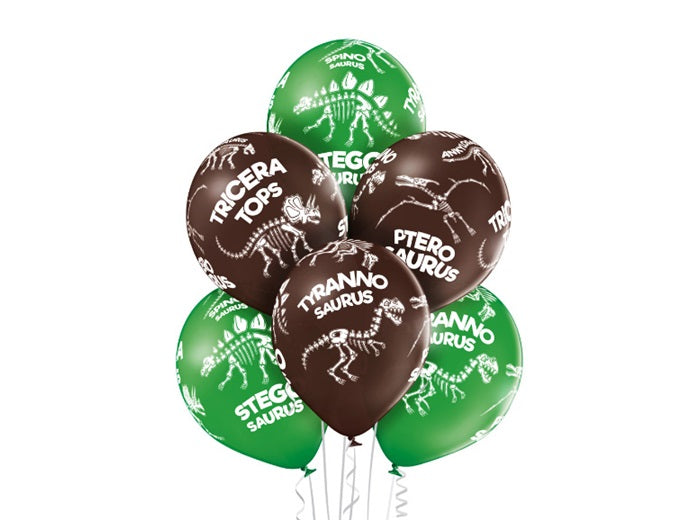 lot de 6 ballons de fête motifs squelettes dinosaures mix