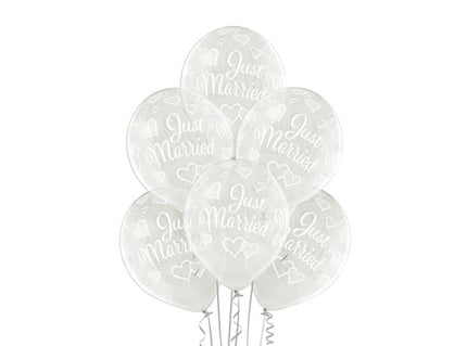 lot de 6 ballons de fête motif just married blanc 30cm