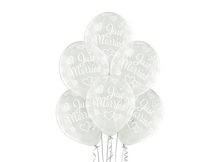lot de 6 ballons de fête motif just married blanc 30cm