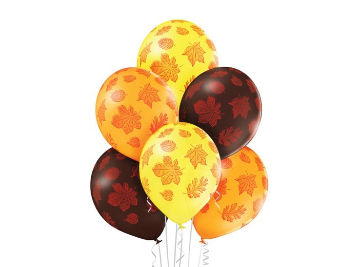 lot de 6 ballons de fête motif feuilles mortes mix 30cm