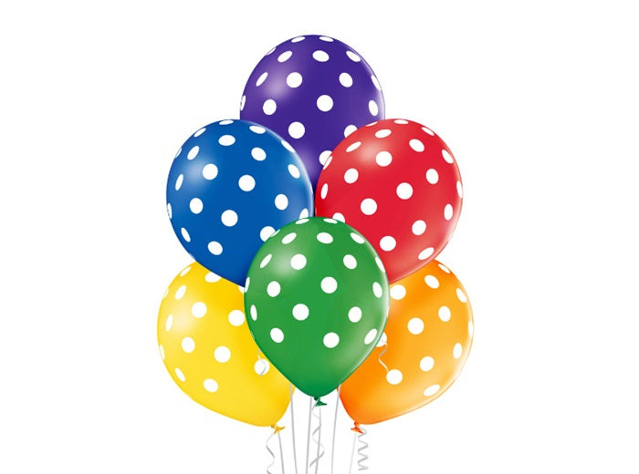 lot de 6 ballons de fête motifs pois points mix 30cm