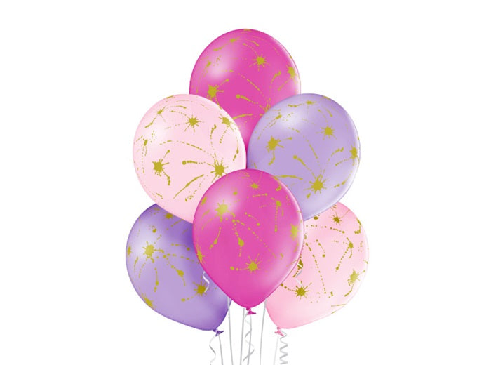lot de 6 ballons de fête motifs taches dorées mix 30cm