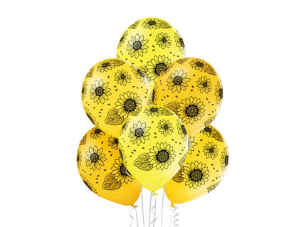 lot de 6 ballons de fête motif tournesol mix 30cm