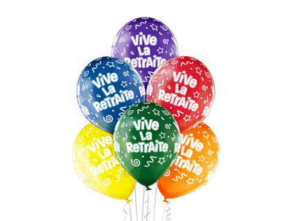 lot de 6 ballons de fête motif vive la retraite mix 30cm