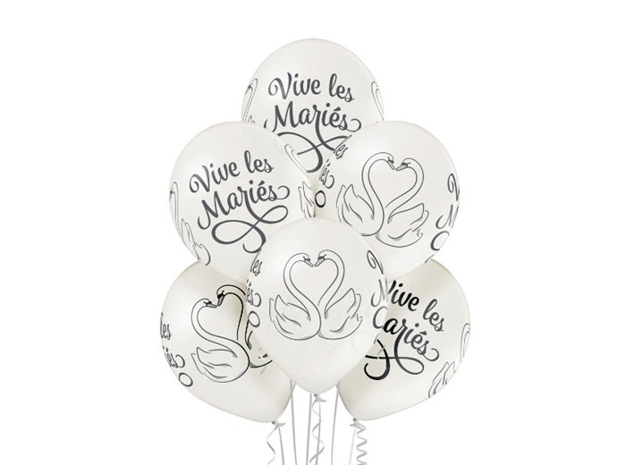 lot de 6 ballons de fête motif vive les mariés mix i 30cm