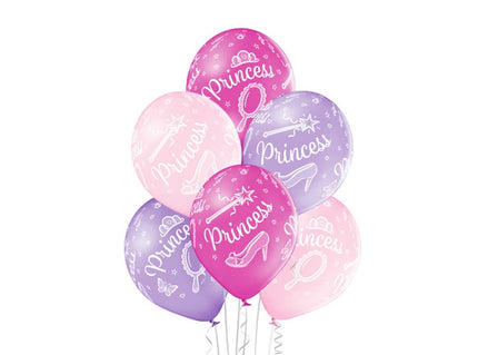 lot de 6 ballons de fête motif princesse mix 30cm