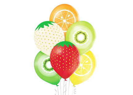 lot de 6 ballons de fête motifs fruits mix 30cm