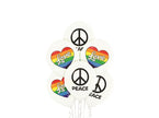 lot de 6 ballons de fête blanc motifs peace & love mix