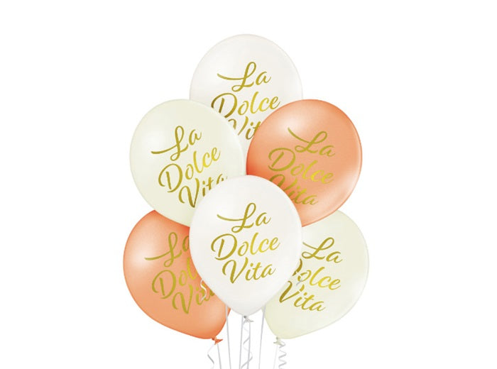 lot de 6 ballons de fête motif la dolce vita doré mix 30cm