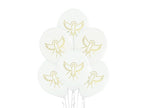 lot de 6 ballons de fête blanc motif colombe dorée 30cm