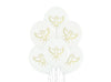 lot de 6 ballons de fête blanc motif colombe dorée 30cm