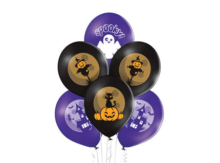 lot de 6 ballons de fête motifs halloween mix 30cm