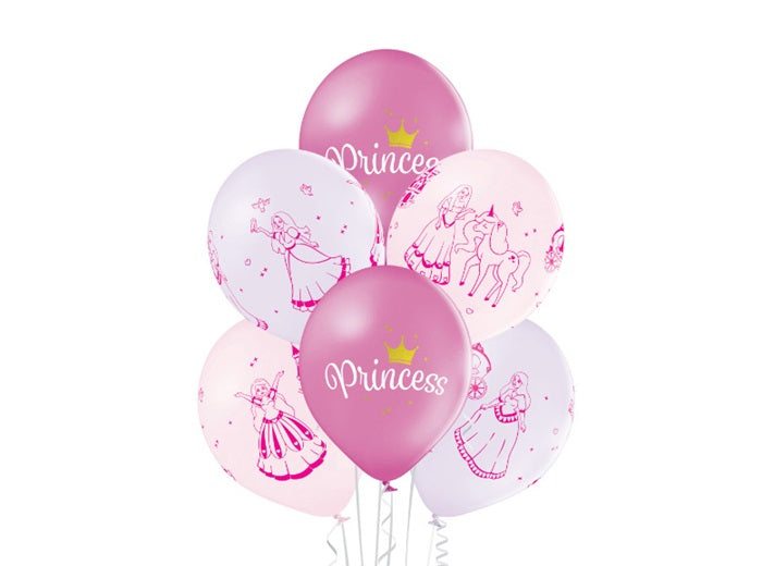 lot de 6 ballons de fête motifs princesses mix 30cm
