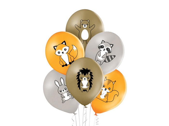 lot de 6 ballons de fête motifs animaux mix 30cm