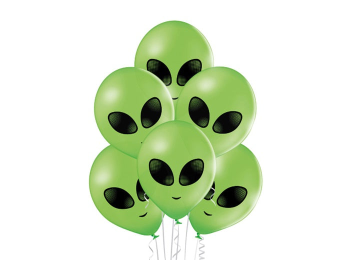 lot de 6 ballons de fête motif alien vert 27cm