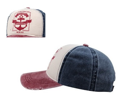 casquette coton vintage ancre maritime original rouge blanc bleu