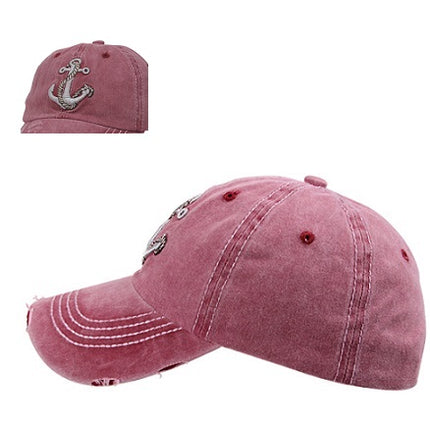 casquette coton rétro vintage motif ancre rose