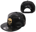 casquette snapback tête de mort imitation cuir noir