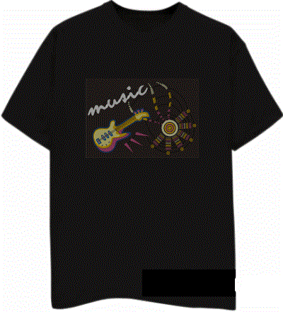 t-shirt lumineux complet guitare music taille xl