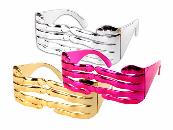 lunettes gag doigts or argent pink mix