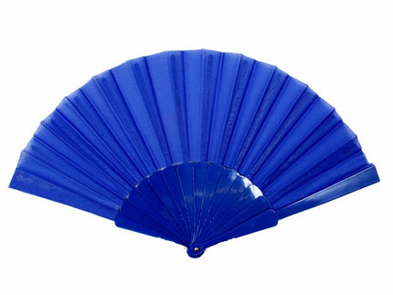 éventail plastique bleu 22cm