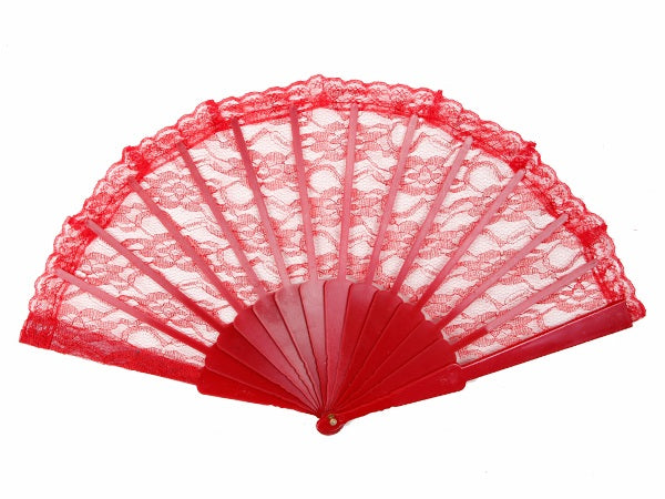 éventail dentelles rouge