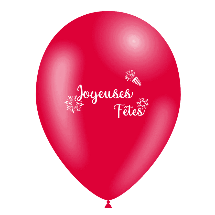 8 BAL HG95 Joyeuses Fêtes ROUGE sens hélium 1 face