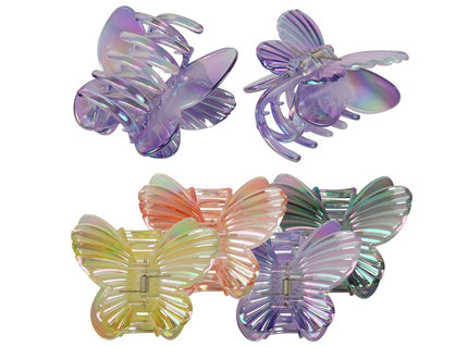 pince à cheveux transparente colorée papillon mix 7.5x5cm