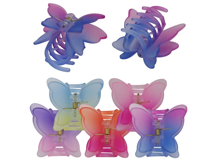 pince à cheveux transparente bicolore papillon mix 5x4.5cm