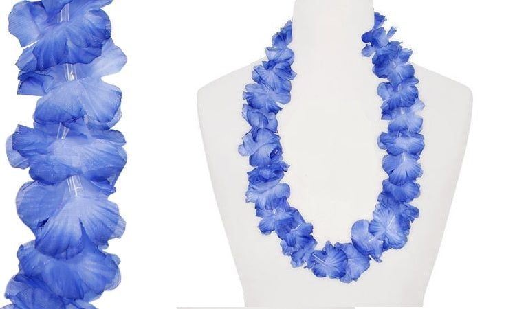 collier de fleurs tahiti bleu bleu clair 60mm