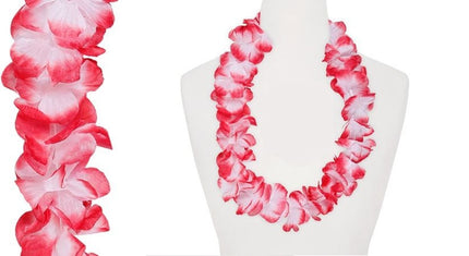 collier de fleurs tahiti rouge blanc 60mm