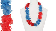 collier de fleurs tahiti bleu et rouge 60mm