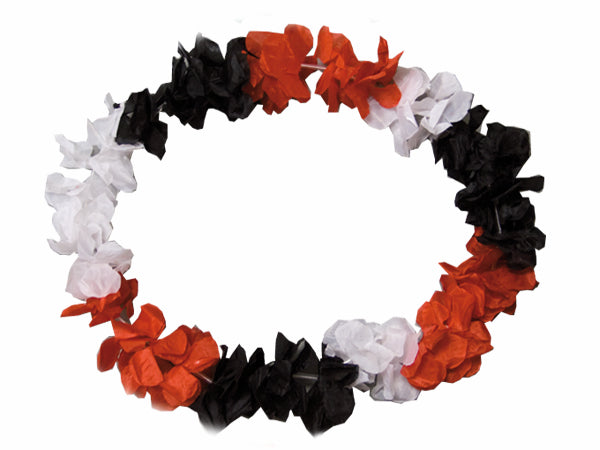 collier de fleurs épais tahiti rouge blanc noir 90mm