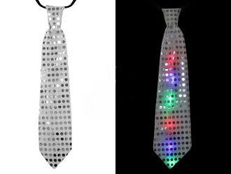 cravate led lumineuse argent 33cm