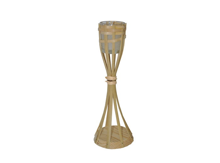 lampe torche de table bambou avec bougie 29cm