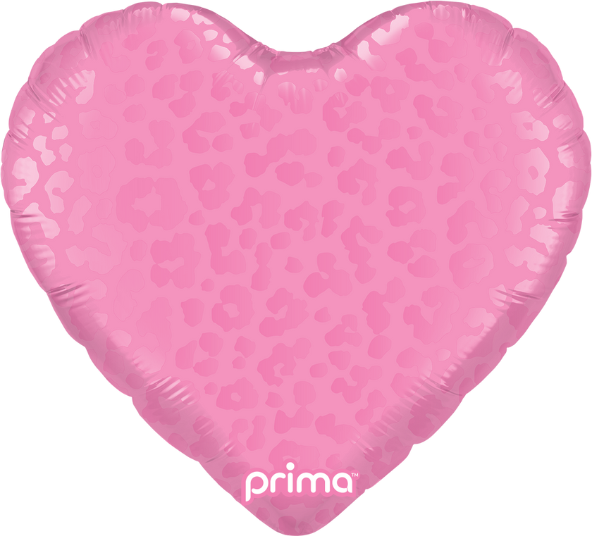 18” Heart Dark Pink Matte & Shiny Leopard Print - Prima