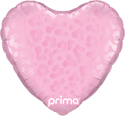 9” Heart Light Pink Matte & Shiny Leopard Print - Prima