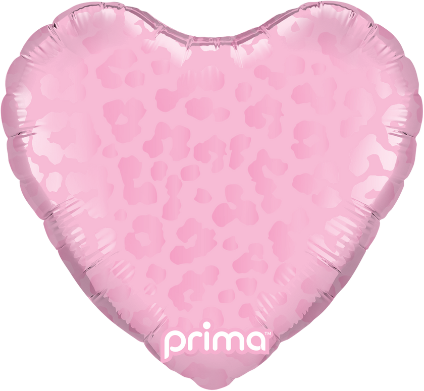 9” Heart Light Pink Matte & Shiny Leopard Print - Prima