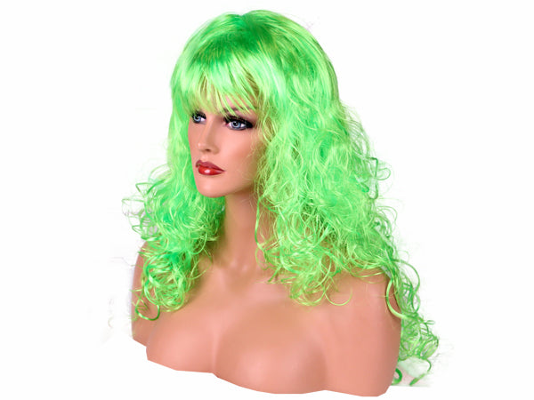 perruque cheveux longs bouclés vert