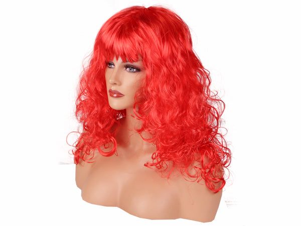 perruque cheveux longs bouclés rouge