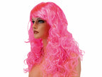 perruque cheveux longs bouclés rose clair