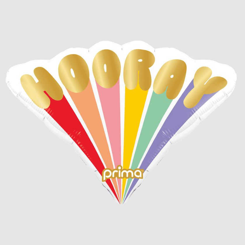 1 Ballon Alu 20” Hooray Colorful Burst Shape - Prima