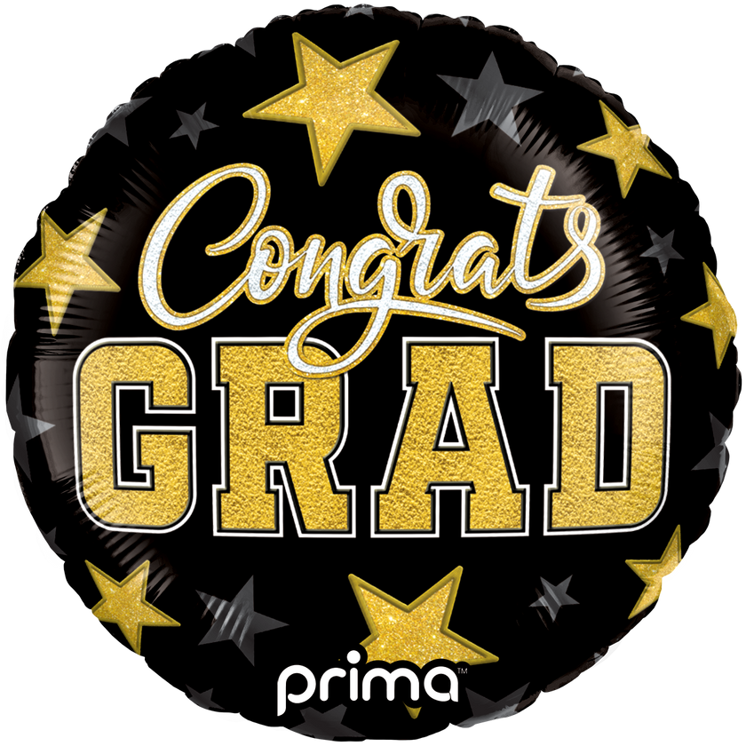 9” Round Air-Filled Congrats Grad Patches - Prima